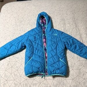 The North Face Kids Blue Puffer Reversible Jacket with Hood